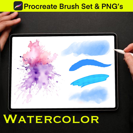 Watercolor Procreate PNG's and Brush Set